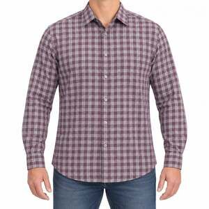 Zachary Prell Shirt Mens XL Burgundy Gray Plaid Long Sleeve Button Down Cotton
